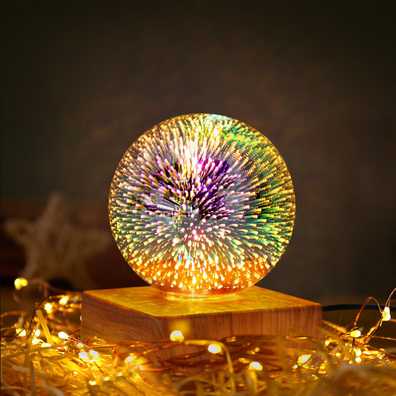 Moonlux-3D الألعاب النارية كريستال الكرة مصباح ، طاولة السرير المنزل ، جو مضيئة السماء المرصعة بالنجوم LED ضوء الليل