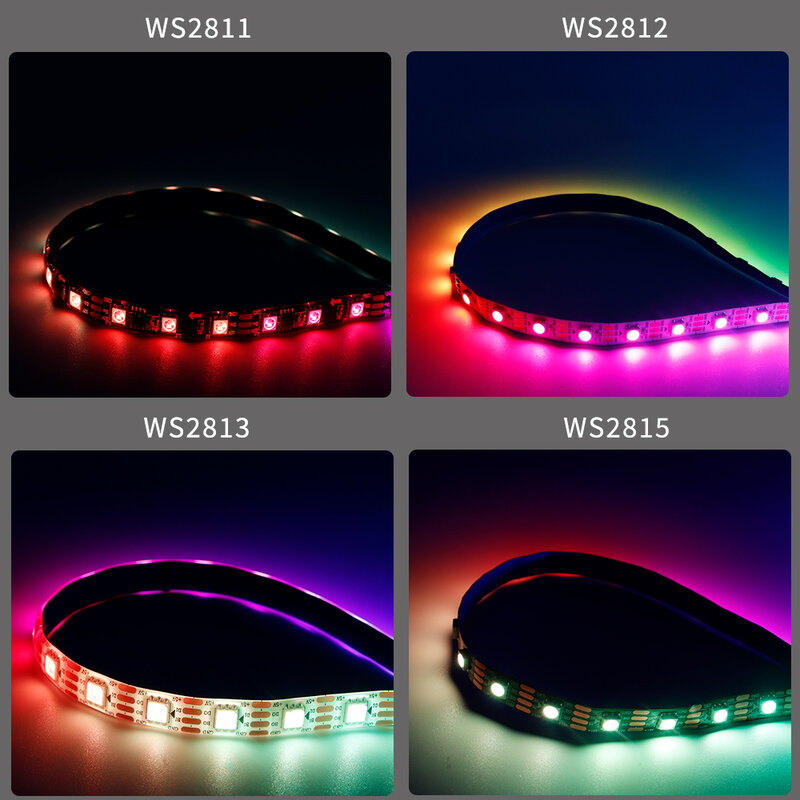 شريط إضاءة ليد RGB قابل للعنونة بشكل فردي ، WS2812B ، WS2811 ، WS2813 ، WS2815 ، WS2812 ، WS2812 ، WS2812 ، فاف ، DC5V ، DC 12V