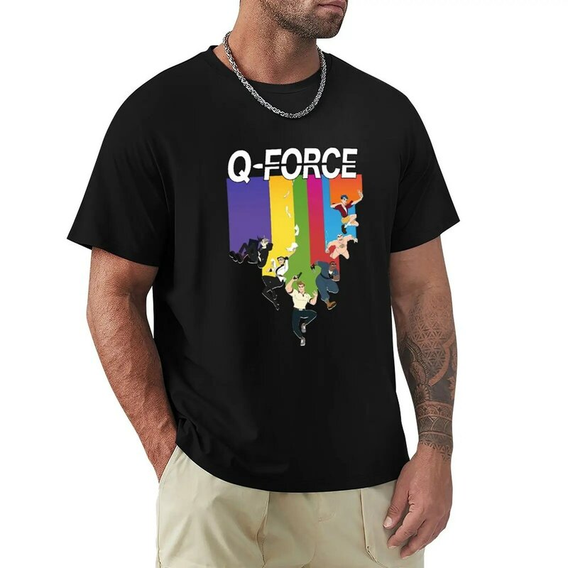 تي شيرت أساسي من سلسلة Q-Force للرجال ، ملابس جمالية ، قمصان رسومية مخصصة