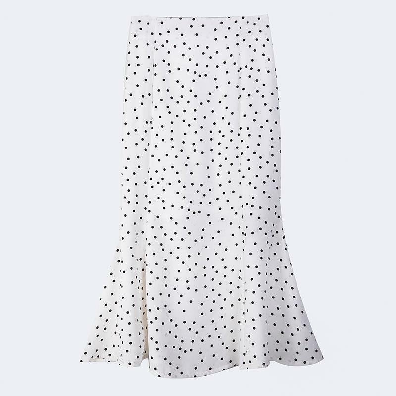 المرأة عالية الخصر أبيض وأسود نقطة Preppy نمط تنورة طويلة ، تصميم الكورية ، الصيف ، حار المبيعات ، 2023