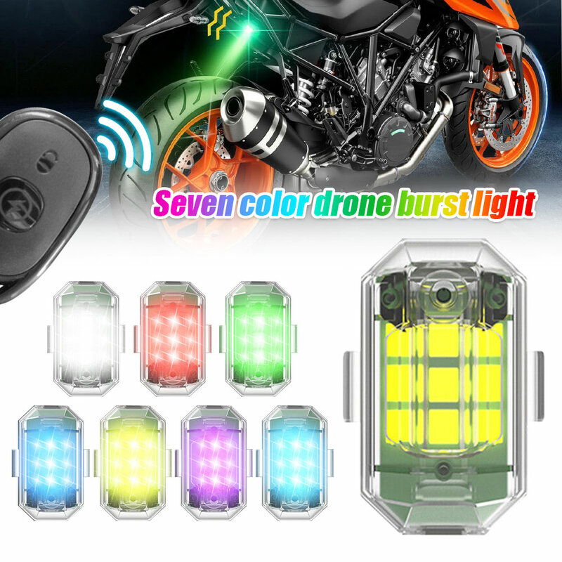 7 ألوان المضادة للتصادم تحذير مؤشر مصباح وامض إشارة ضوء التحكم عن بعد دراجة نارية دراجة سكوتر LED ستروب ضوء