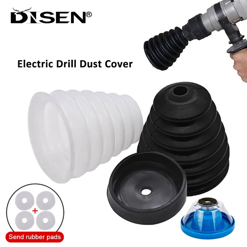 1PC Electric Drill Dust Cover Rubber Impact Hammer Drill Dust Collector Dustproof Device Power Tool Accessories Black/White