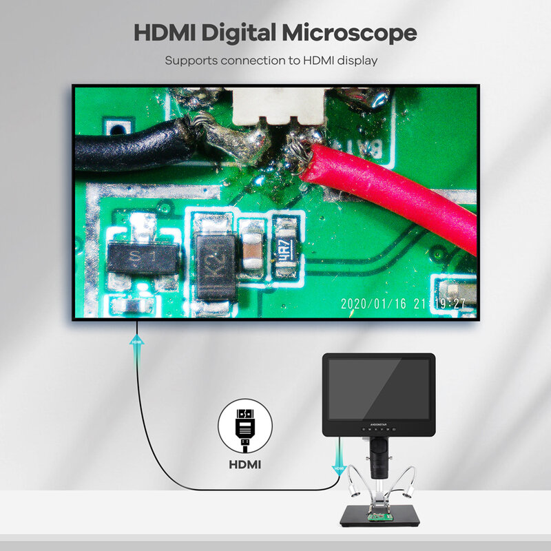 أندونستار ثلاثي العينين AD249SM mi USB مجهر رقمي ، 2000X hdsm "IPS LCD لأداة لحام الإلكترونيات ، فحص لحام PCB