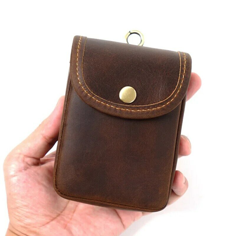جلد طبيعي صغير الخصر حقيبة Vintage محفظة صغيرة الرجال النساء غطاء بطاقة تغيير محفظة مفتاح منظم مدبرة المنزل حافظة سجائر