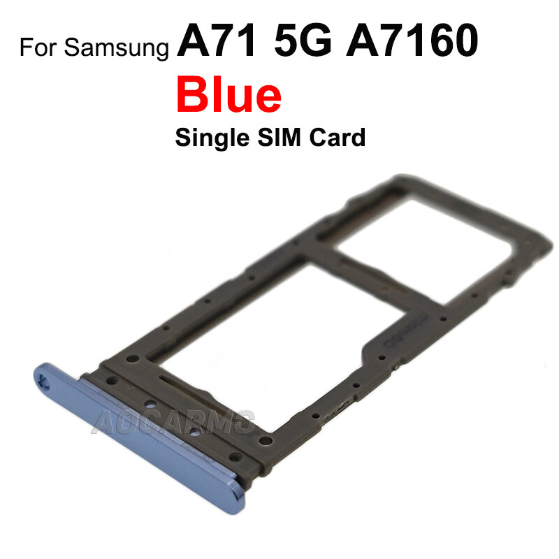 Aocarmo-حامل بطاقة sim لسامسونج غالاكسي a71 5g sm-a7160 ، ثنائي وبطاقة sim واحدة ، وقطع الغيار