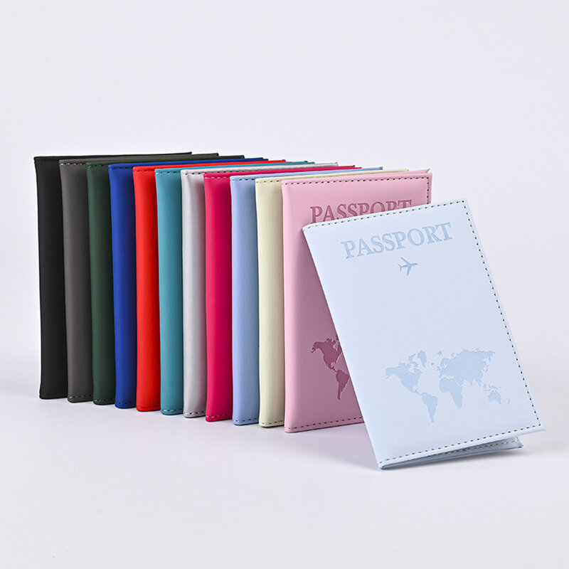 1 قطعة غطاء جواز سفر سليم جواز سفر حامل محفظة هدية بولي Leather حافظة بطاقات جلدية للجنسين