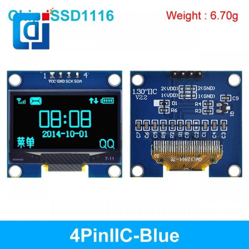 وحدة OLED SPI I2C ، بوصة ، لون أبيض وأزرق ، وحدة عرض LED LCD ، تواصل ، 128 × 64