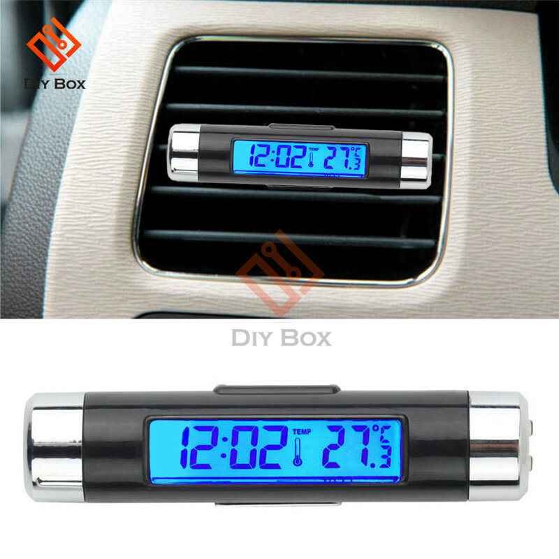 المحمولة 2 في 1 سيارة الرقمية LCD ساعة/درجة الحرارة عرض الإلكترونية على مدار الساعة ميزان الحرارة سيارة ساعة رقمية اكسسوارات السيارات