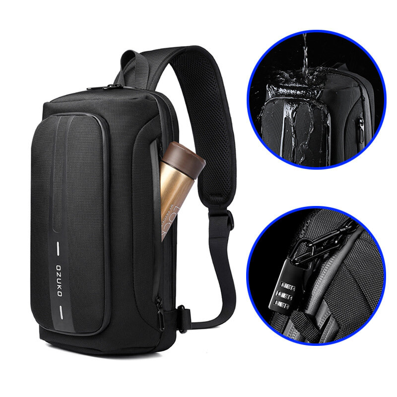 OZUKO عادية USB شحن الرافعة حقيبة متعددة الوظائف حقيبة كروسبودي للرجال مكافحة سرقة الكتف رسول حقائب الذكور حقيبة مضادة للماء
