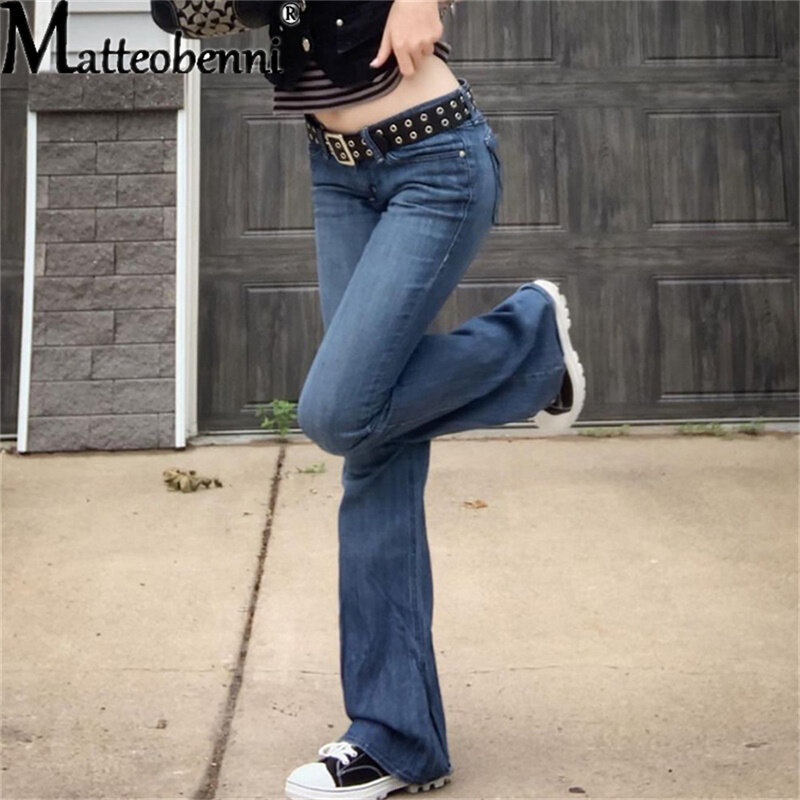 جينز نسائي غير رسمي بنطلون جينز عتيق للسيدات مثير بخصر عالٍ بنطلون جيب قابل للتمدد بنطال جينز واسع الساق ملابس خروج
