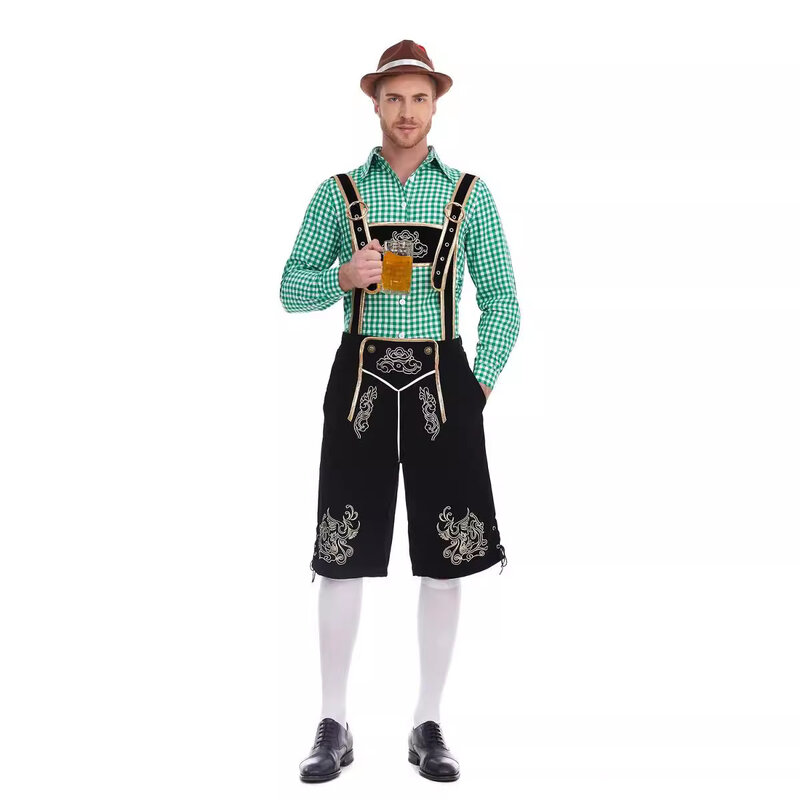 ملابس حفلات تقليدية ألمانية بافارية ، متعددة الألوان ، كرنفال ، بيرة ، مع قبعة ، قميص وسراويل ، بدلة من 3 أجزاء