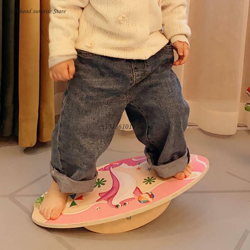 لوح توازن خشبي للأطفال صبي فتاة توازن الجسم التدريب متأرجحة ث/لوحة ثقيلة مضادة للانزلاق للأطفال دروبشيب