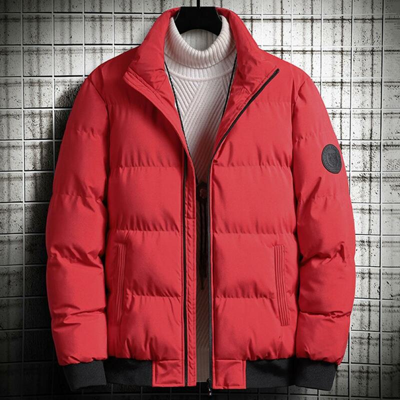 سترة غير رسمية أحادية اللون للرجال ، معطف سميك دافئ ، سترة شتوية ، ياقة ثابتة ، ملابس خارجية ، 2023