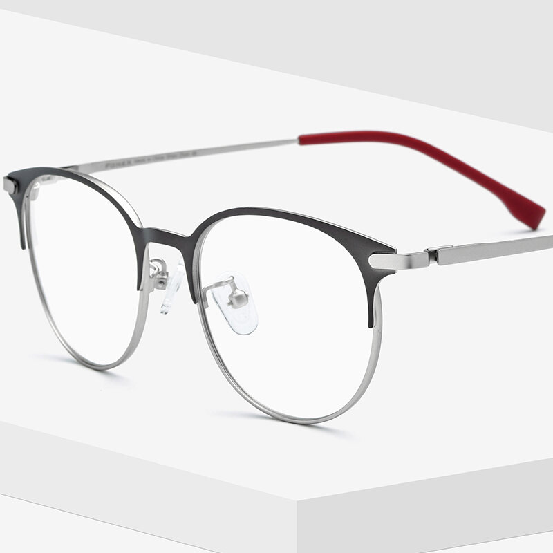 إطار نظارات من خليط معدني من FONEX للرجال والنساء فائق الخفة نظارة طبية دائرية بإطار بصري عتيق نظارة بدون مسامير طراز 988