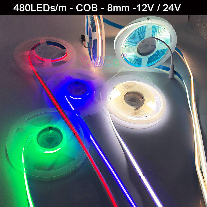 شريط إضاءة ليد مرن ، لون واحد ، PCB ، LEDs لكل متر ، أبيض دافئ ، أبيض طبيعي ، أزرق ، أحمر ، أخضر ، 8 ، 12 فولت ، 24 فولت 5 م لكل لوط