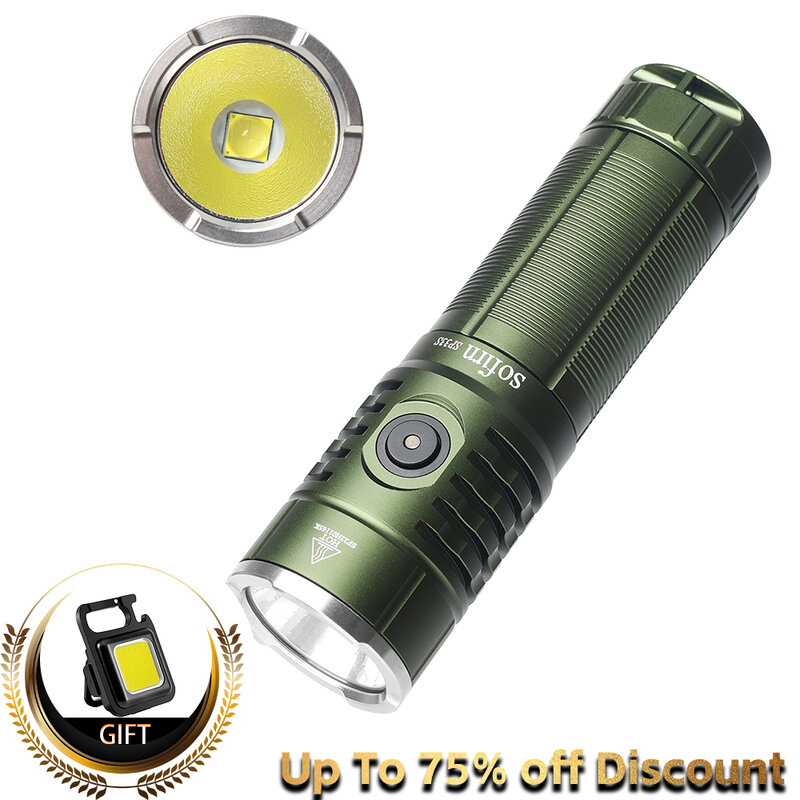 Sofirn-SP33S-Green USB C قابلة للشحن LED مصباح يدوي ، الشعلة قوية مع وظيفة بنك الطاقة ، 5000lm ، XHP70.2 ، 26650 ، 21700