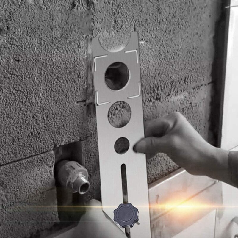 متعدد الوظائف الفولاذ المقاوم للصدأ بلاط السيراميك ثقب محدد حاكم 360 درجة قابل للتعديل اللكم أدوات قياس اليد