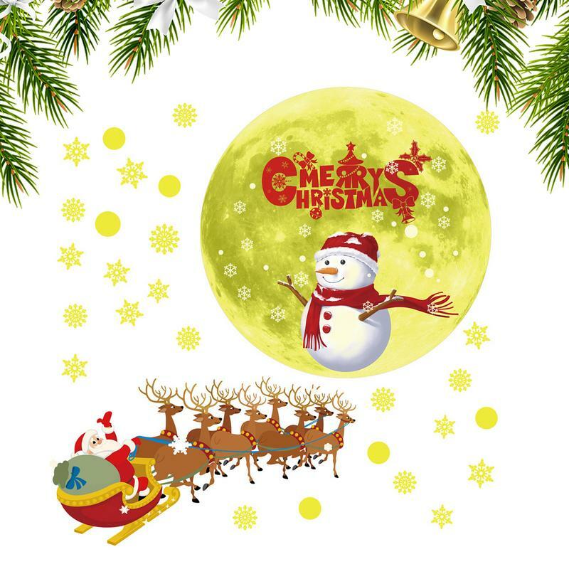متوهجة ملصقات عيد الميلاد ، دائم ، مضيئة ، الثلج الجدار ملصق مائي ، سانتا كلوز ملصقا ، غرفة الديكور ، اكسسوارات ، هدية