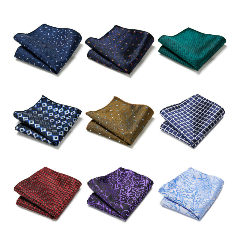 126 العديد من الألوان أحدث تصميم المنسوجة الحرير منديل جيب مربع الذكور البني الملابس والاكسسوارات البولكا نقطة تناسب المجموعة