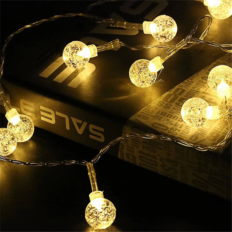 LED كريستال الكرة سلسلة أضواء USB الزجاج كرة فقاعات الجنية جارلاند مصباح لعيد الميلاد الزفاف مهرجان ديكور حفلات النوم