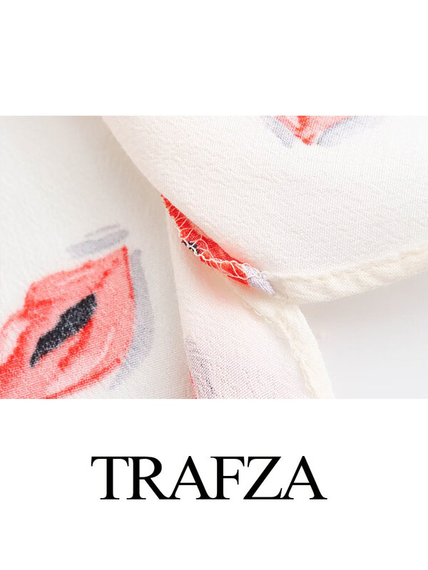 TRAFZA-بلوزات بياقة مطوية لأسفل للنساء ، طباعة صلبة ، أكمام طويلة ، صدر واحد ، قمصان نسائية فضفاضة غير رسمية أنيقة ، صيف عصري