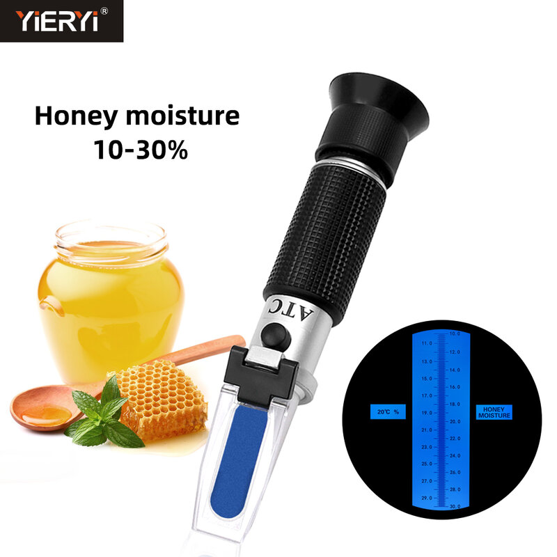 يده العسل الرطوبة الانكسار 10 -30% العسل تركيز المياه متر تربية النحل أداة اختبار الانكسار مع ATC