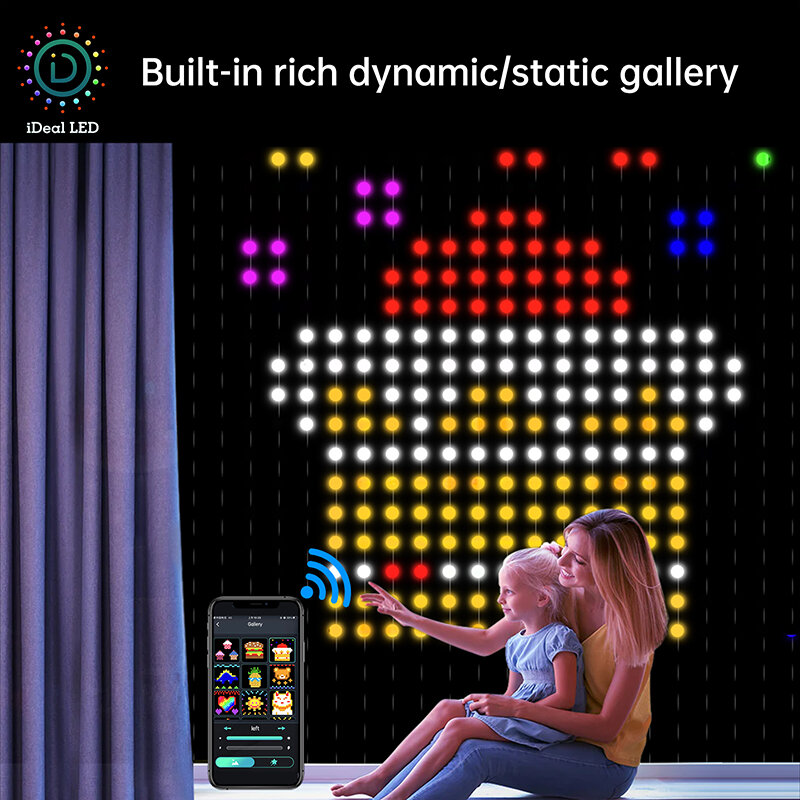 الذكية الستار سلسلة ضوء التطبيق DIY بها بنفسك صورة النص Led عرض الذكية LED RGB سلسلة ضوء RGB LED بلوتوث التحكم الستار أضواء