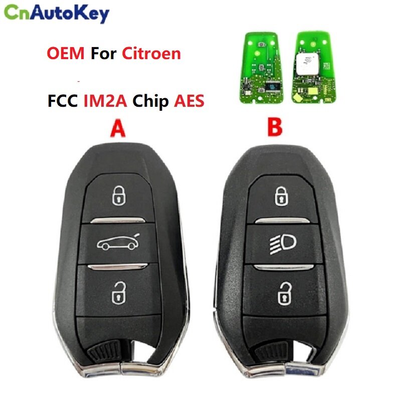 CN016032 الأصلي IM2A لسيتروين FCC 98123974ZD الذكية مفتاح 3 أزرار هيتاغ AES PCF7953M رقاقة 433MHz بدون مفتاح الذهاب