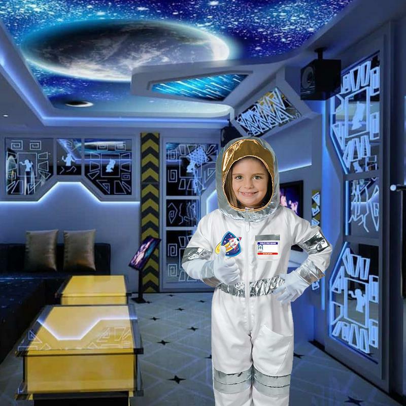 أطفال رائد الفضاء ازياء الفضاء بذلة للبنين الفضة دور اللعب تأثيري ازياء للأطفال بنين بنات فستان مثل الحقيقي