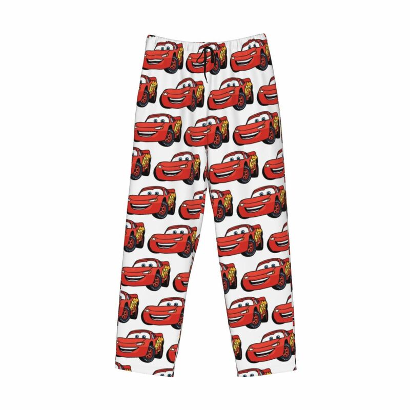 سراويل بيجامة للرجال من سيارات الكرتون Lightning McQueen ، ملابس نوم مطاطية للاسترخاء ، قيعان بجيوب ، مخصصة