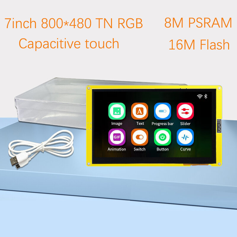 ESP32-S3 HMI شاشة عرض ذكية ، 8 م ، PSRAM ، 16 م فلاش ، اردوينو ، LVGL ، واي فاي ، بلوتوث ، 7 "، 800x480 ، 7.0" ، RGB ، LCD ، وحدة TFT