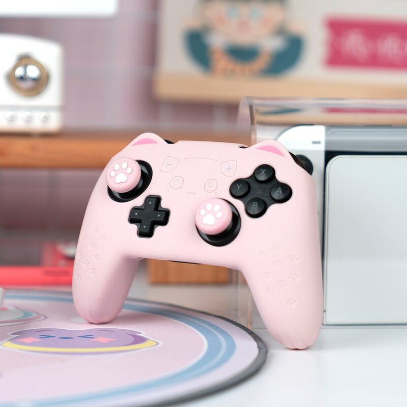 GeekShare Kawaii غطاء سيليكون الجلد ل PS5 حافظة/حقيبة ذراع التحكم بالألعاب الوردي الإبهام قبضة قبعات لسوني بلاي ستيشن 5 وحدات تحكم اكسسوارات