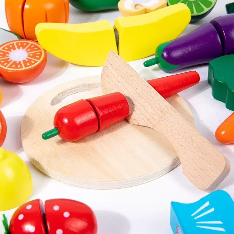 مجموعة بيت اللعب الإبداعي للأطفال ، الخشب الصلب ، الخضروات والفواكه ، السحر المعرفي والمناسب ، ألعاب تعليمية ، جديد