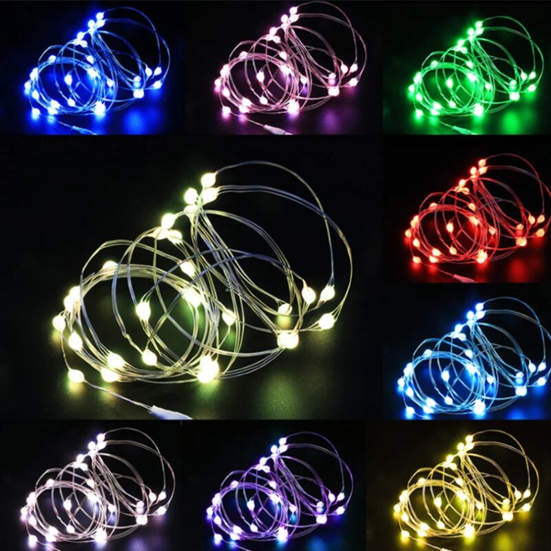 مقاوم للماء USB LED سلسلة أضواء ، أسلاك الفضة جارلاند ، أضواء الجنية لعيد الميلاد ، الزفاف ، عطلة ، ديكور الحفلات ، 1 متر ، 2 متر ، 3 m ، 5 متر