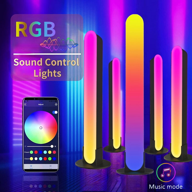 RGB أضواء التحكم في الصوت الذكية LED ضوء القضبان بلوتوث APP التحكم لاقط مصباح سيارة الموسيقى إيقاع مصباح التلفزيون الكمبيوتر المحيطة ضوء