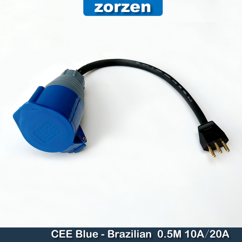 محول قابس أزرق من سي إلى برازيلي ، مناسب للتخييم ، مولدات كارافانينج في الموقع ، 10A ، 20A