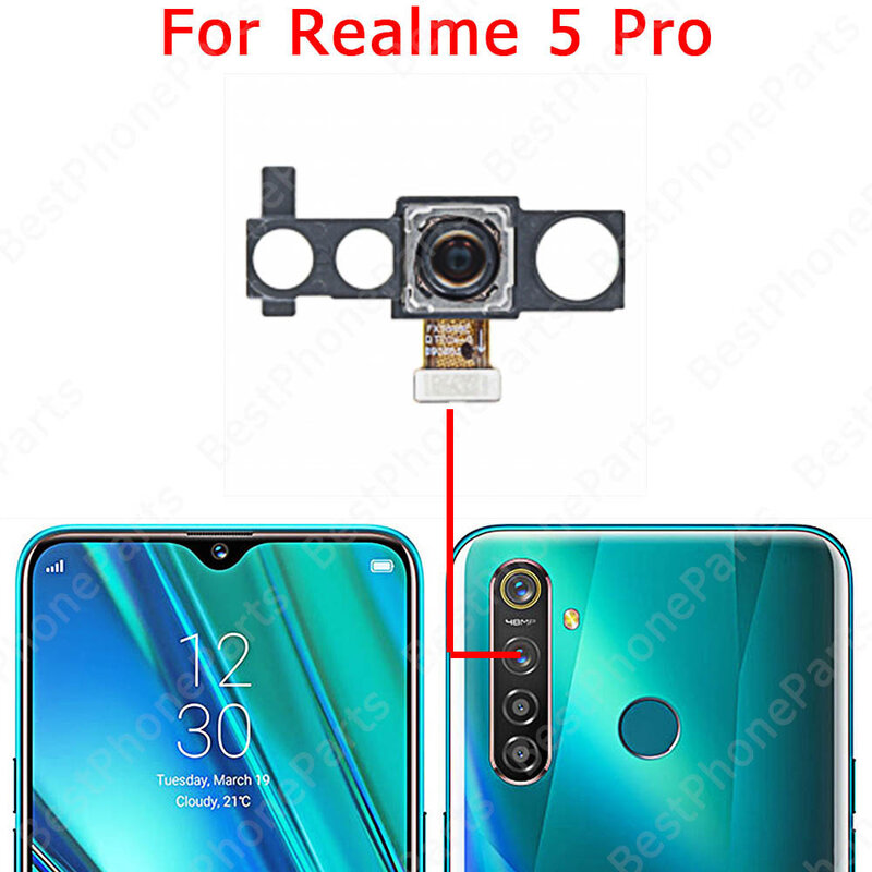 كاميرا سيلفي خلفية كبيرة لـ Realme ، قطع غيار بديلة ، وحدة مواجهة ، كابل مرن ، رؤية خلفية ، Realme 5 Pro ، 5i ، 5Pro