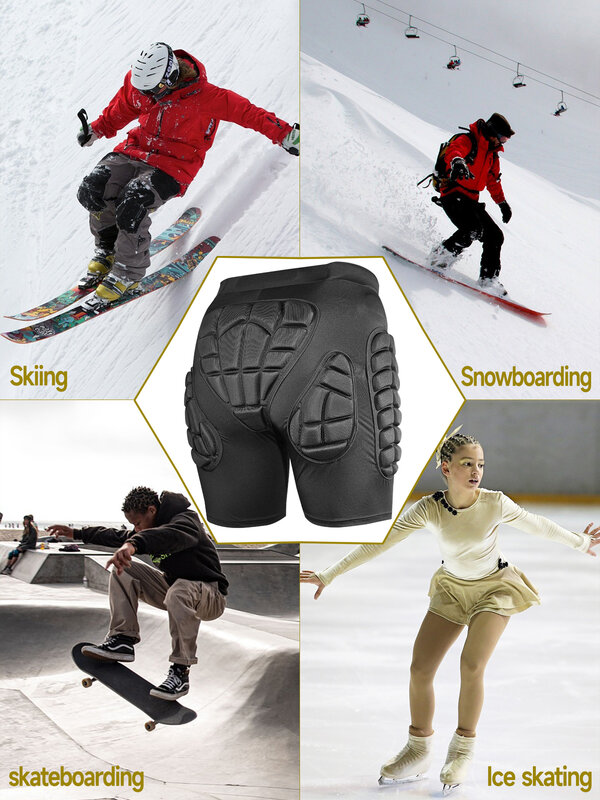 فيفور-للجنسين شورتات واقية ثلاثية الأبعاد للثلج والتزلج ، وسادة حماية الورك ، وسادة رياضية
