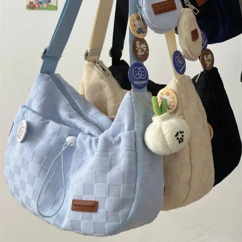 Xiuya Harajuku كلية نمط حقيبة كروسبودي بلون منقوشة طباعة سعة كبيرة حقيبة الكتف جديد لطيف مصمم حقيبة يد الموضة
