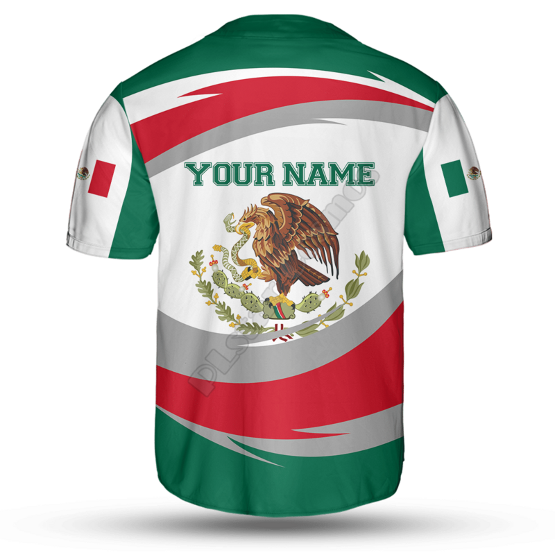 المكسيك نصف ونصف تخصيص اسمك البيسبول جيرسي قميص قميص البيسبول ثلاثية الأبعاد المطبوعة قميص رجالي قمصان عادية الهيب هوب القمم