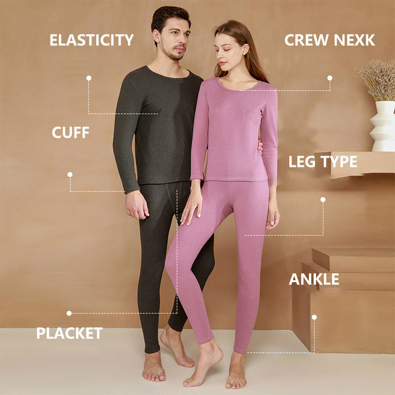 مجموعة ملابس داخلية مرنة بأكمام طويلة للرجال والنساء ، مقاس ضيق ، سراويل سميكة دافئة ، مصمم الحد الأدنى ، جودة عالية ، جديد ، شتاء ، 2023