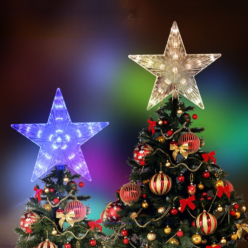 31LED الجنية سلسلة أضواء الاتحاد الأوروبي التوصيل وامض خمس نقاط نجمة شجرة عيد الميلاد العلوي مصباح لعيد الميلاد حفل زفاف حديقة جارلاند ديكور