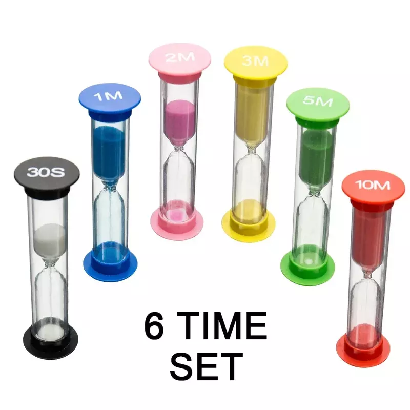 مؤقت رمل ساعة رملية بلاستيكية ، زجاج رملي ملون ، ساعة صغيرة ، 30 ثانية ، دقيقة واحدة ، دقيقتان ، 3 دقائق ، 5 دقائق ، 10 دقائق ، 6 دقائق