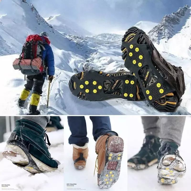 المضادة للانزلاق تسلق الأحذية المسامير ، الثلوج الجليد مخلب ، الحرارية البلاستيك الاستومر ، المرابط على الأغطية ، الأشرطة الثلوج ، 10 ترصيع