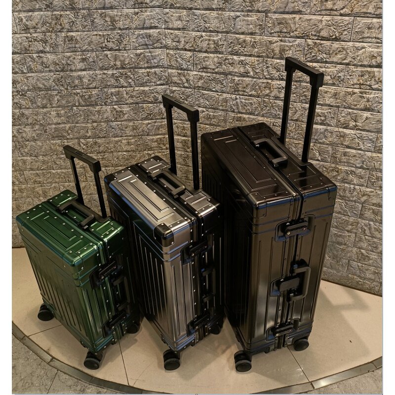 صندوق ترولي من سبائك الألومنيوم والمغنيسيوم ، حقائب بعجلات عالمية ، حقيبة سفر ، للرجال والنساء ، حقيبة سفر جديدة