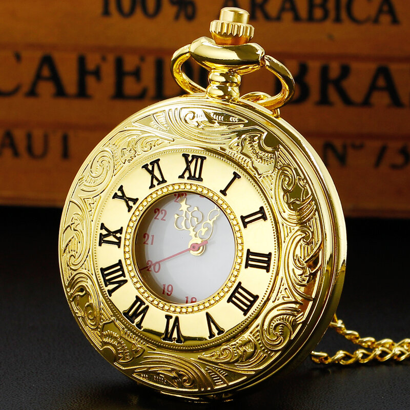 ساعة الجيب كوارتز خمر للرجال والنساء ، مجوهرات فاخرة من الذهب ، اكسسوارات قلادة رقمية