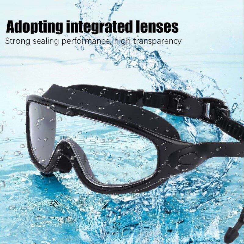 نظارات السباحة سيليكون السباحة نظارات إطار كبير مع سدادات الرجال النساء المهنية HD مكافحة الضباب نظارات السباحة اكسسوارات