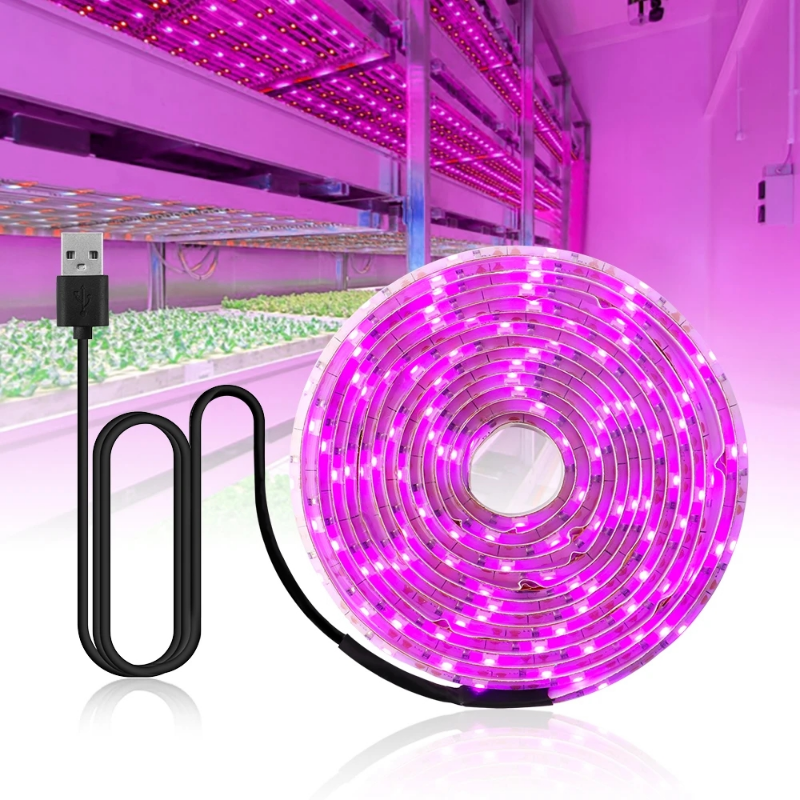 5 متر إضاءة مقاومة للماء الطيف الكامل فيتو مصباح USB 5 فولت LED تنمو ضوء الشريط 2835 مصلحة الارصاد الجوية النبات زهرة LED الدفيئة Cultivo المائية
