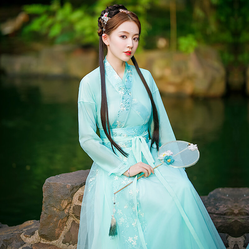ملابس صينية للنساء ، زي قديم جديد ، طراز صيني ، رقص كلاسيكي ، أداء غوزنغ