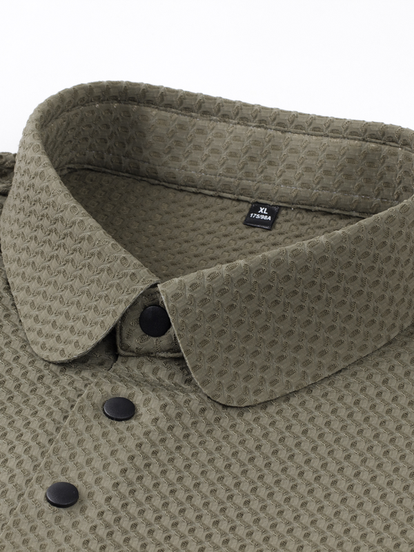 قمصان بولو جولف شبكية جيدة التهوية للرجال ، نايلون مطاطي ، أحادي اللون ، ياقة طية صدر ، تصميم هندسي ، ملابس صيفية مثالية